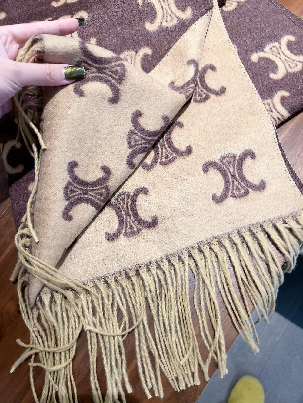 Repeating Motif Scarf with Fringed Ends