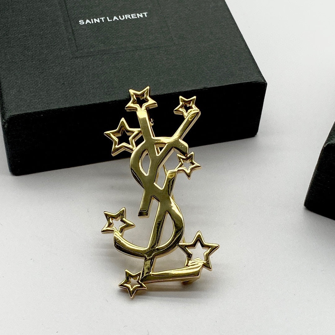 Star-Accent Stacked Letter Brooch