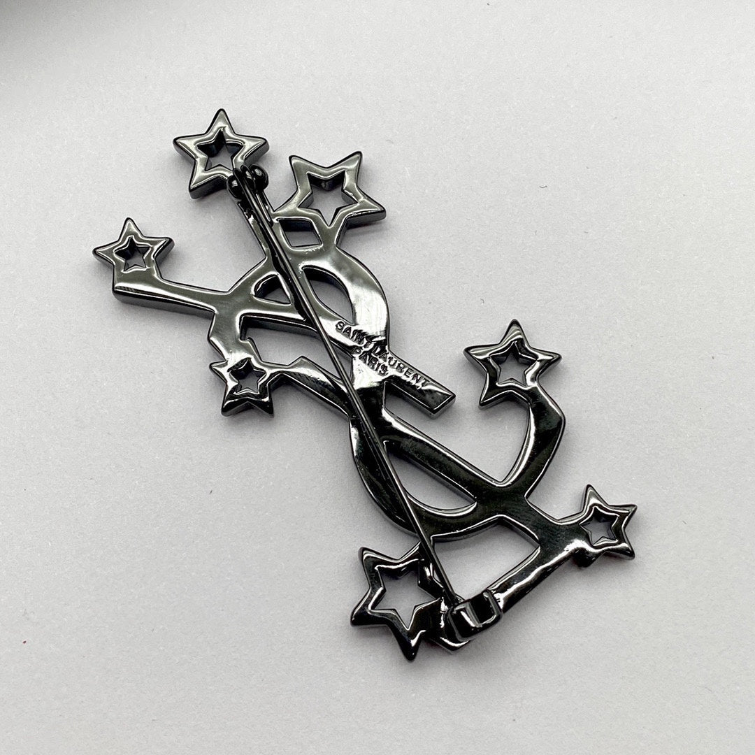 Star-Accent Stacked Letter Brooch