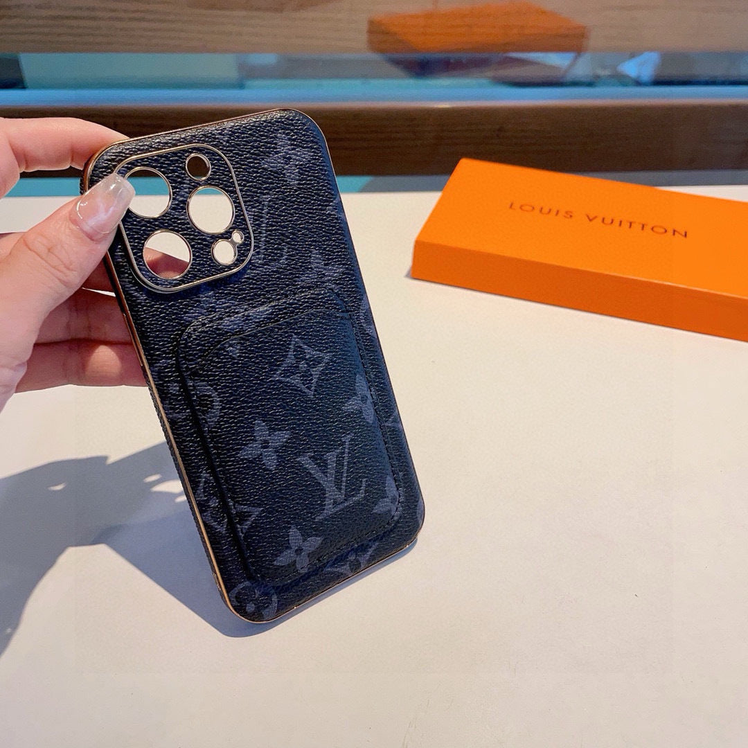Funda para teléfono con monograma y bolsillo para tarjetas