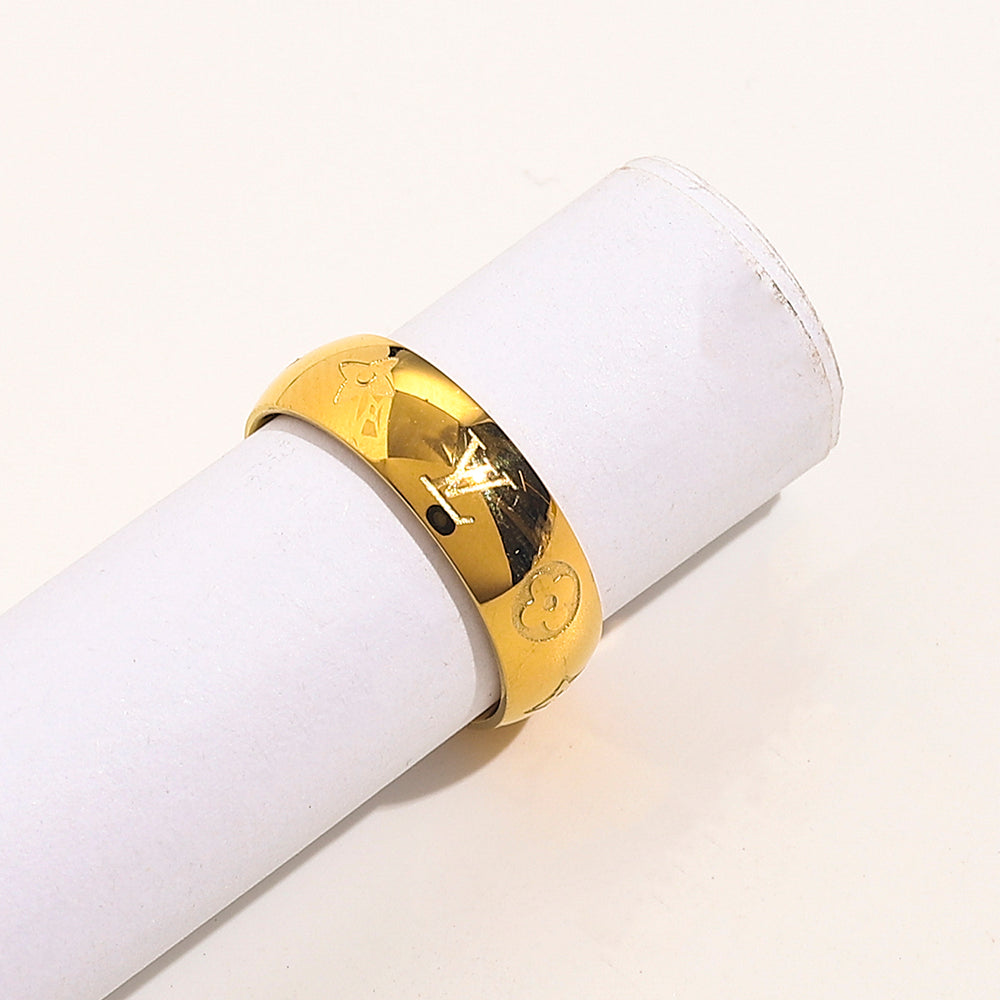 304 Stainless Steel Engraved Wide Band Ring