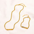 Pulsera y collar de cadena con barra y letras de acero inoxidable 304 - Individual o conjunto