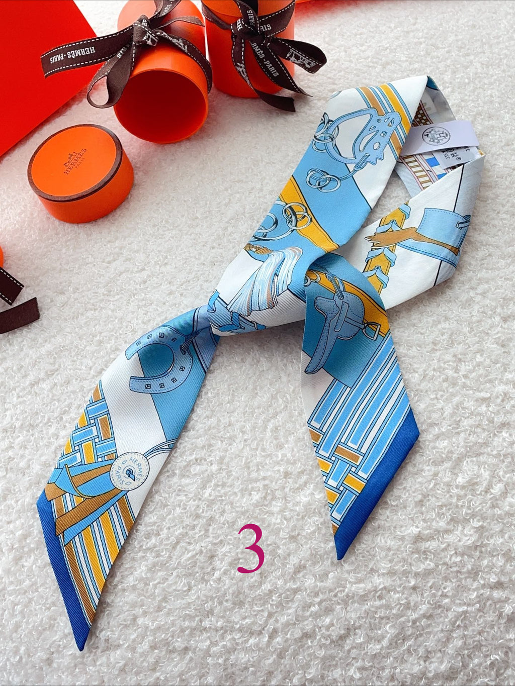 Foulard bandeau imprimé équestre - 5 x 120 cm