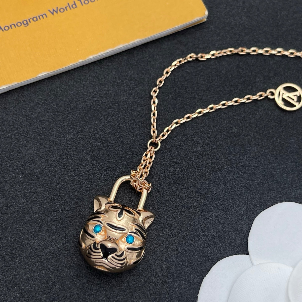 Pave Floral Pendant Station Necklace