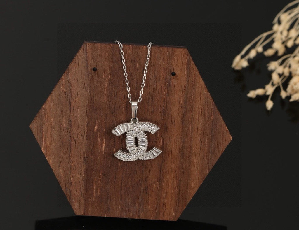Double-Chain Interlocking-C Pendant Necklace