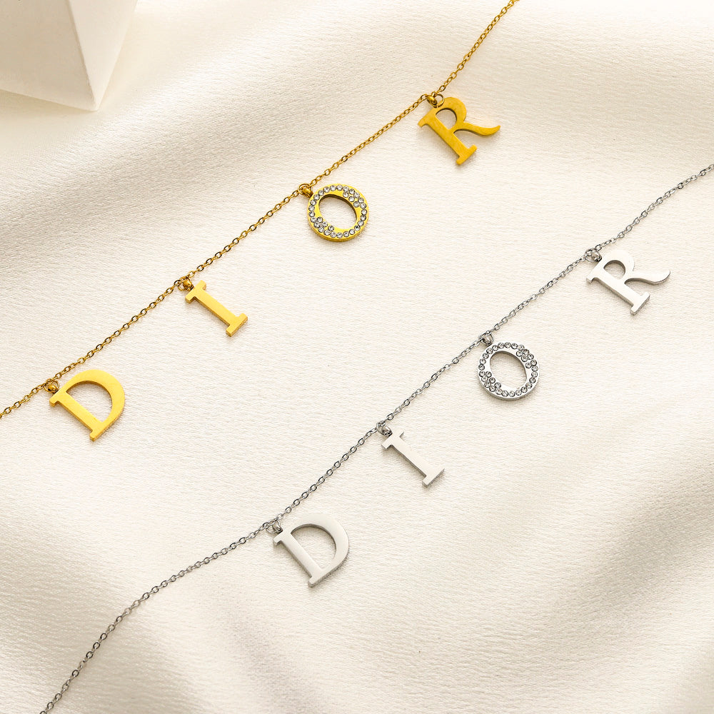 304 Stainless Steel Letter Station Bracelet & Necklace - Individual or Set