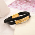 Pulsera tipo brazalete de acero inoxidable 304, tejida en negro con eslabones entrelazados en forma de C