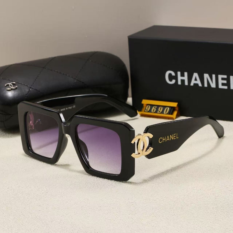Chunky Square Sunglasses with Interlocking Logo Temples