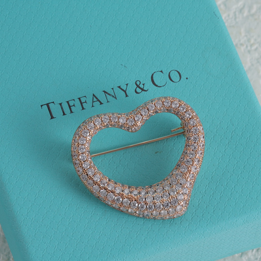 Sparkling Heart Outline Brooch