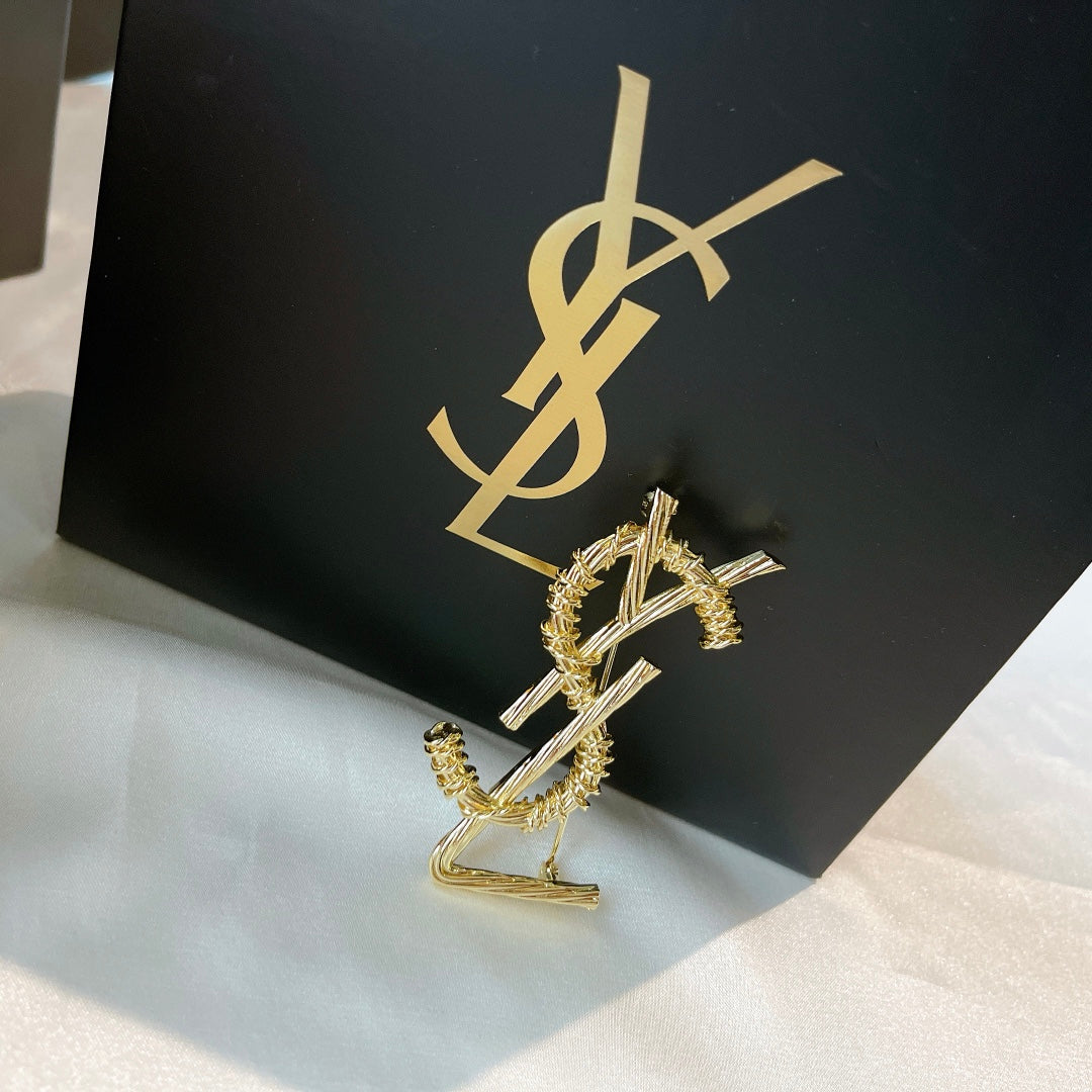 Sparkling Stacked Letter Brooch