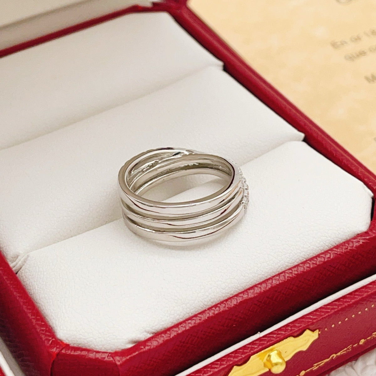 Silver-Tone Layered Pave Band Ring