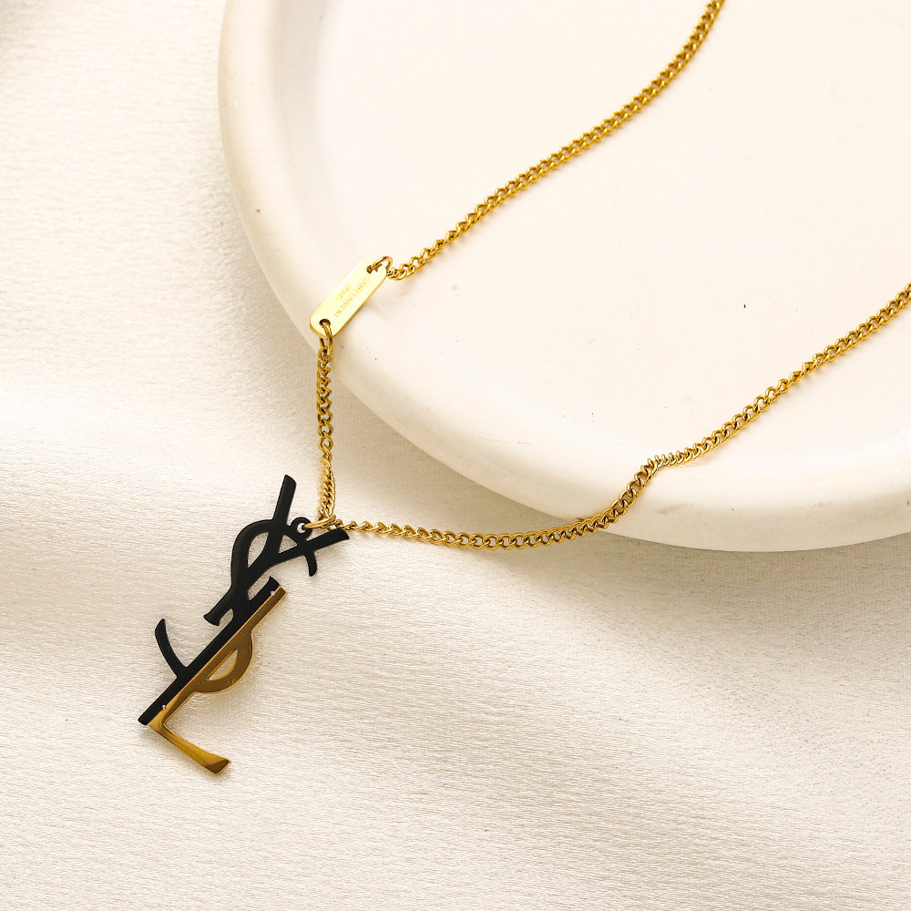 304 Stainless Steel Two-Tone Letter Earrings, Ring & Necklace Collection