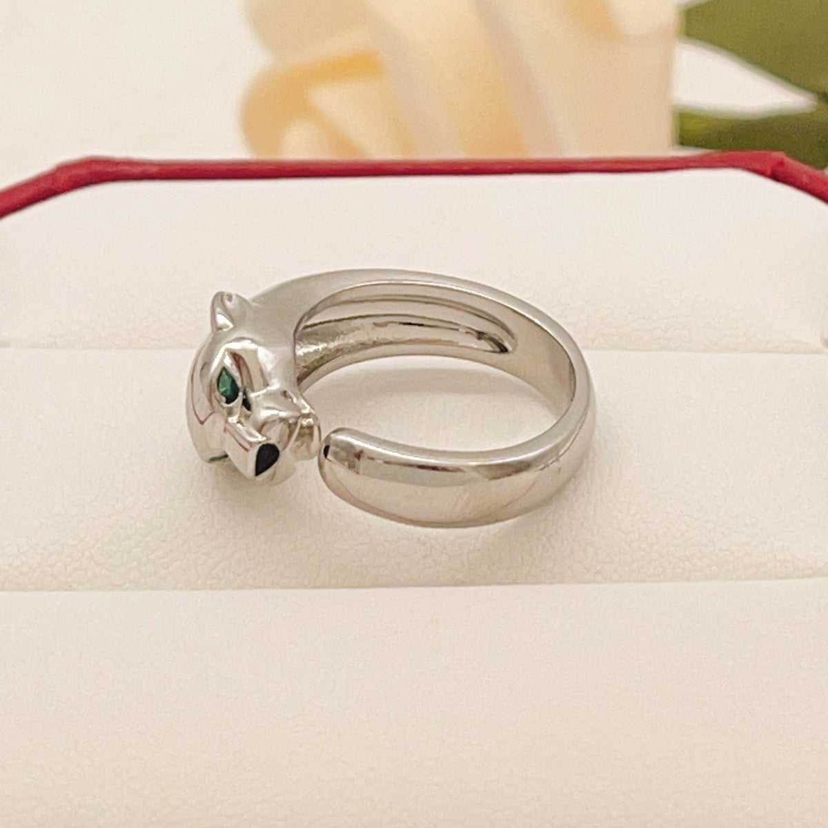Polished Panther Head Wrap Ring