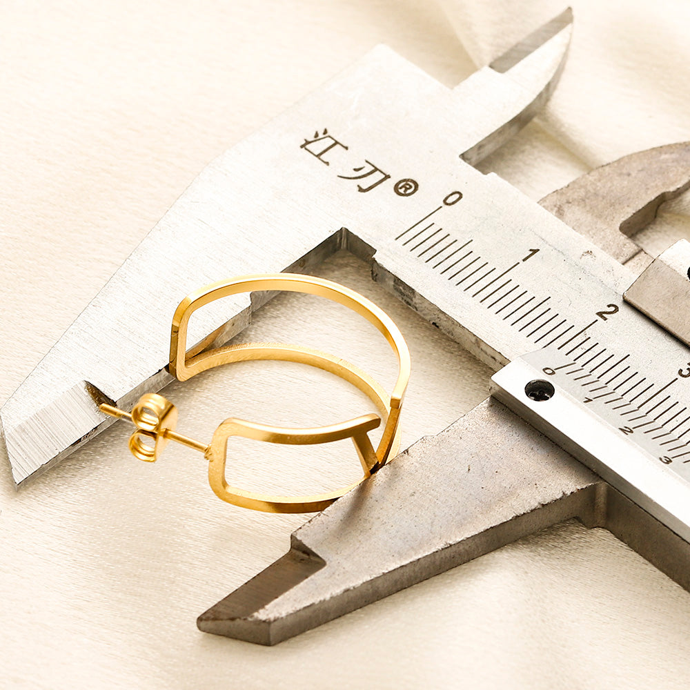 304 Stainless Steel Openwork Roman Numeral Hoop Earrings