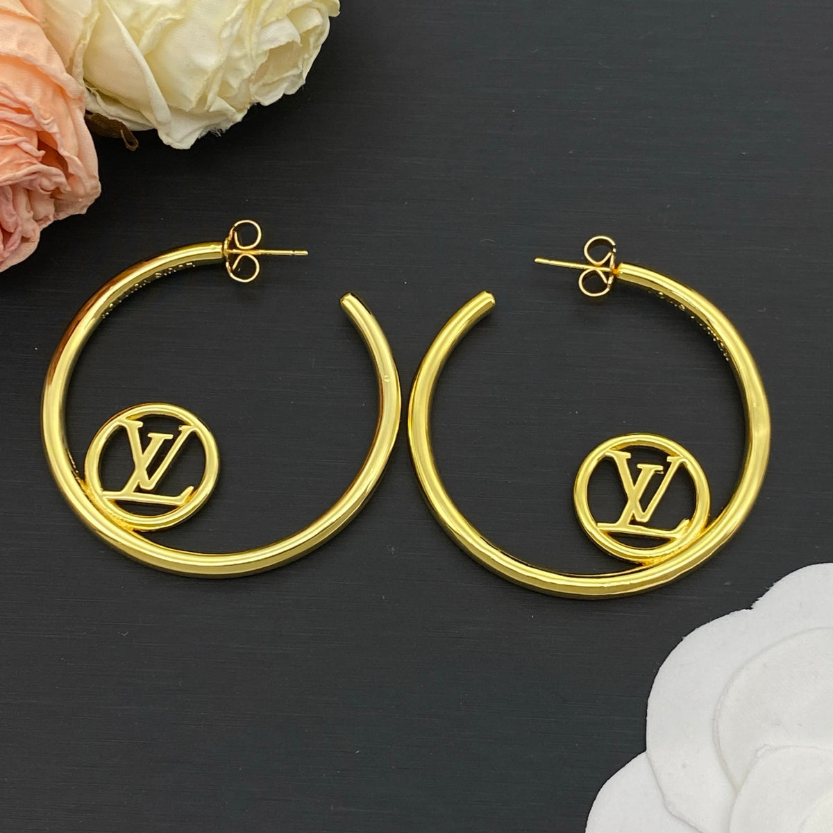 Small Monogram Accent Hoop Earrings