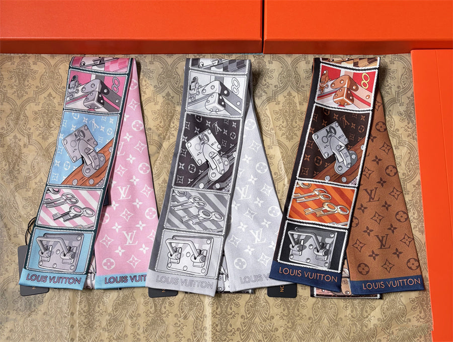 Foulard long imprimé panneaux illustrés - 5 x 120 cm