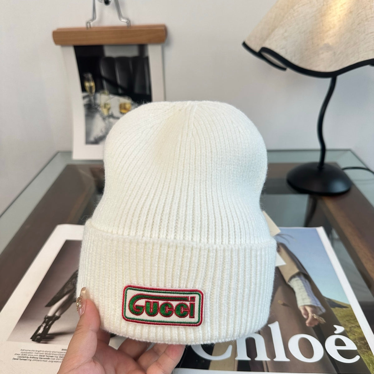 Ribbed Cuffed Beanie with Lettered Patch