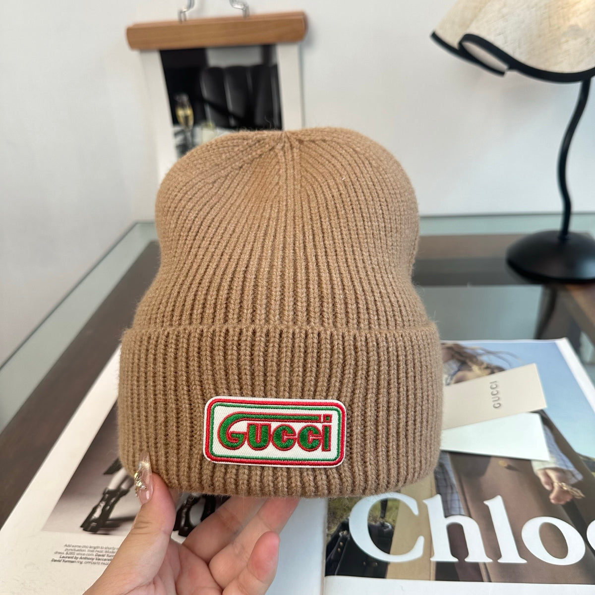 Ribbed Cuffed Beanie with Lettered Patch