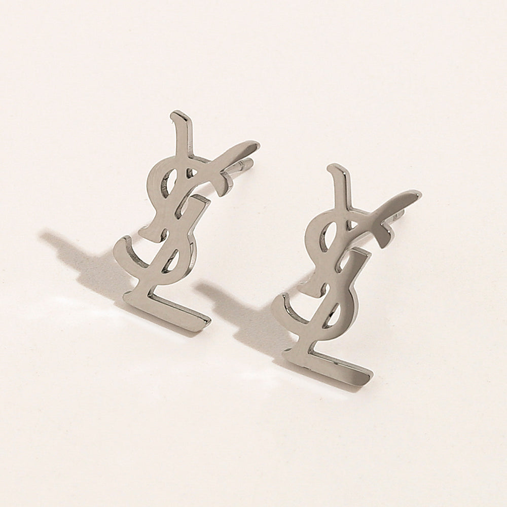304 Stainless Steel Sideways Monogram Earrings, Bracelet & Necklace Collection