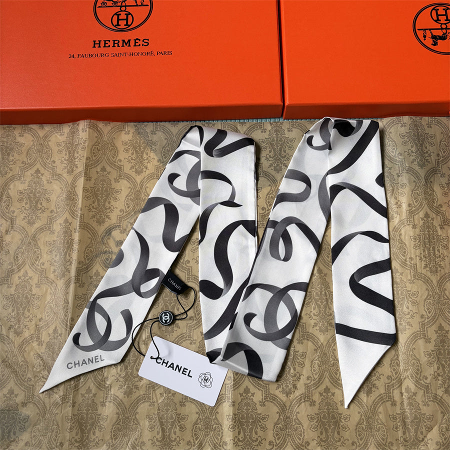 Oversized Interlocking-C Ribbon Scarf - 5 x 120 cm