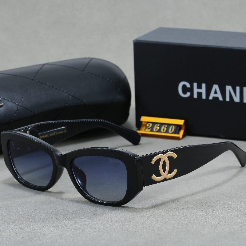 Gafas de sol cat-eye redondeadas con varillas con logotipo entrelazado