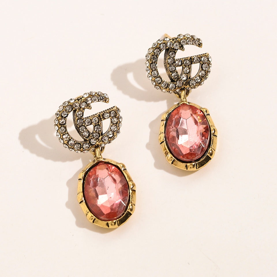 Alloy Oval Stone Earrings, Bracelet & Necklace Collection