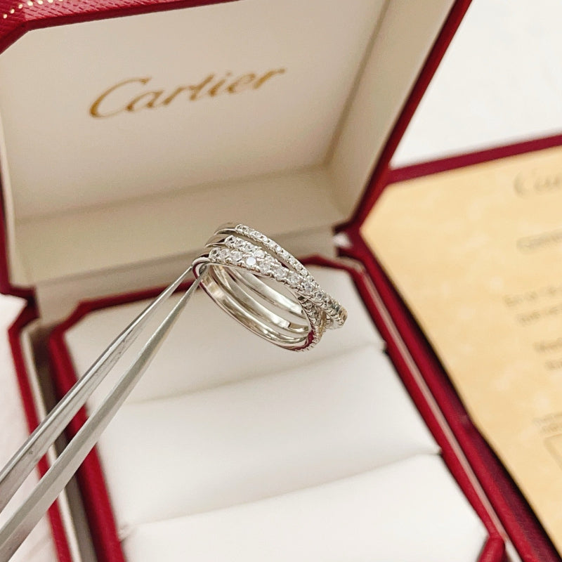 Silver-Tone Layered Pave Band Ring