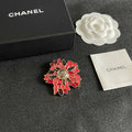 Red Petal Flower Emblem Brooch