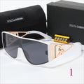 Gafas de sol tipo escudo de parte superior plana con logo en las patillas