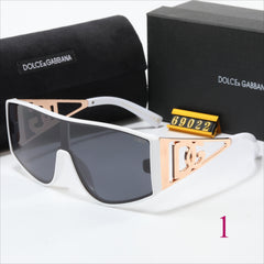 Gafas de sol tipo escudo de parte superior plana con logo en las patillas