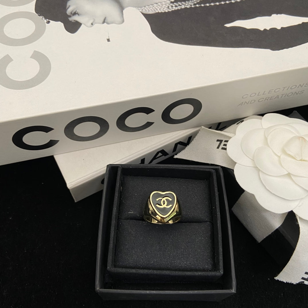 Black-Inlay Emblem Signet Ring