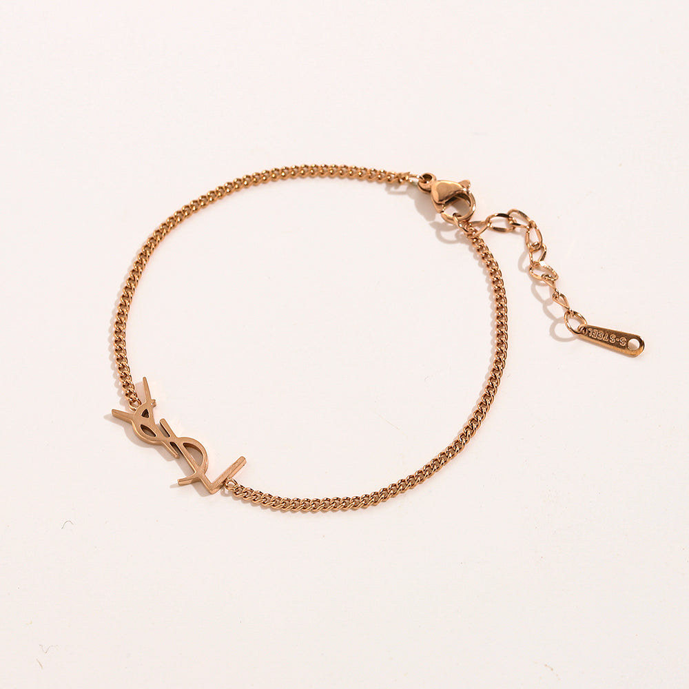 304 Stainless Steel Sideways Monogram Earrings, Bracelet & Necklace Collection