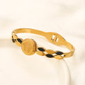 304 Stainless Steel Color-Inlay Link Medallion Bracelet