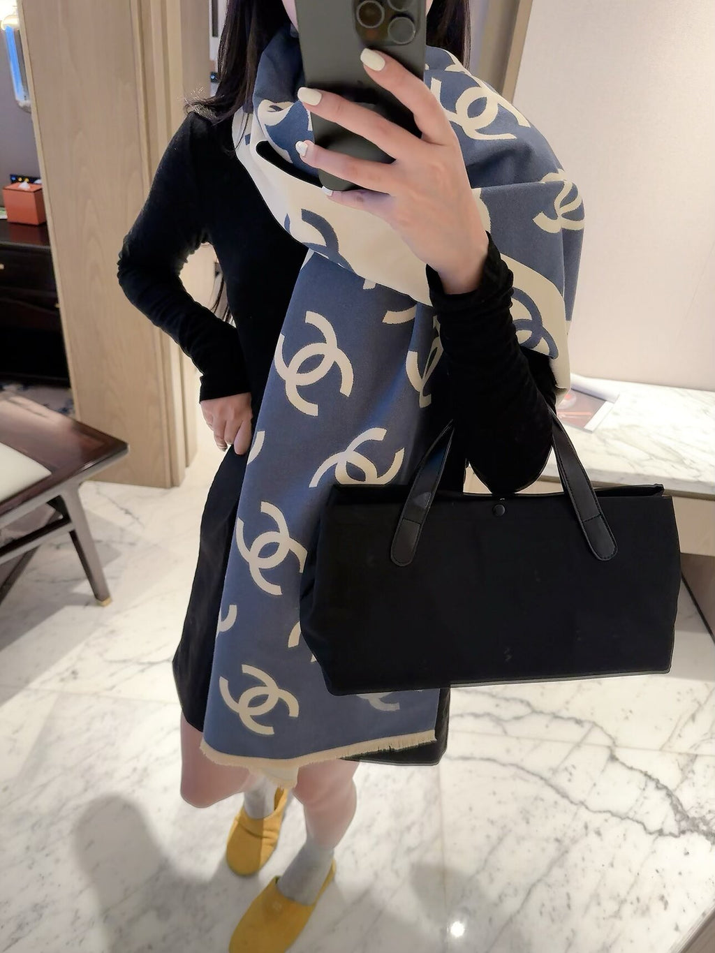 Large Interlocking-C Colorblock Scarf