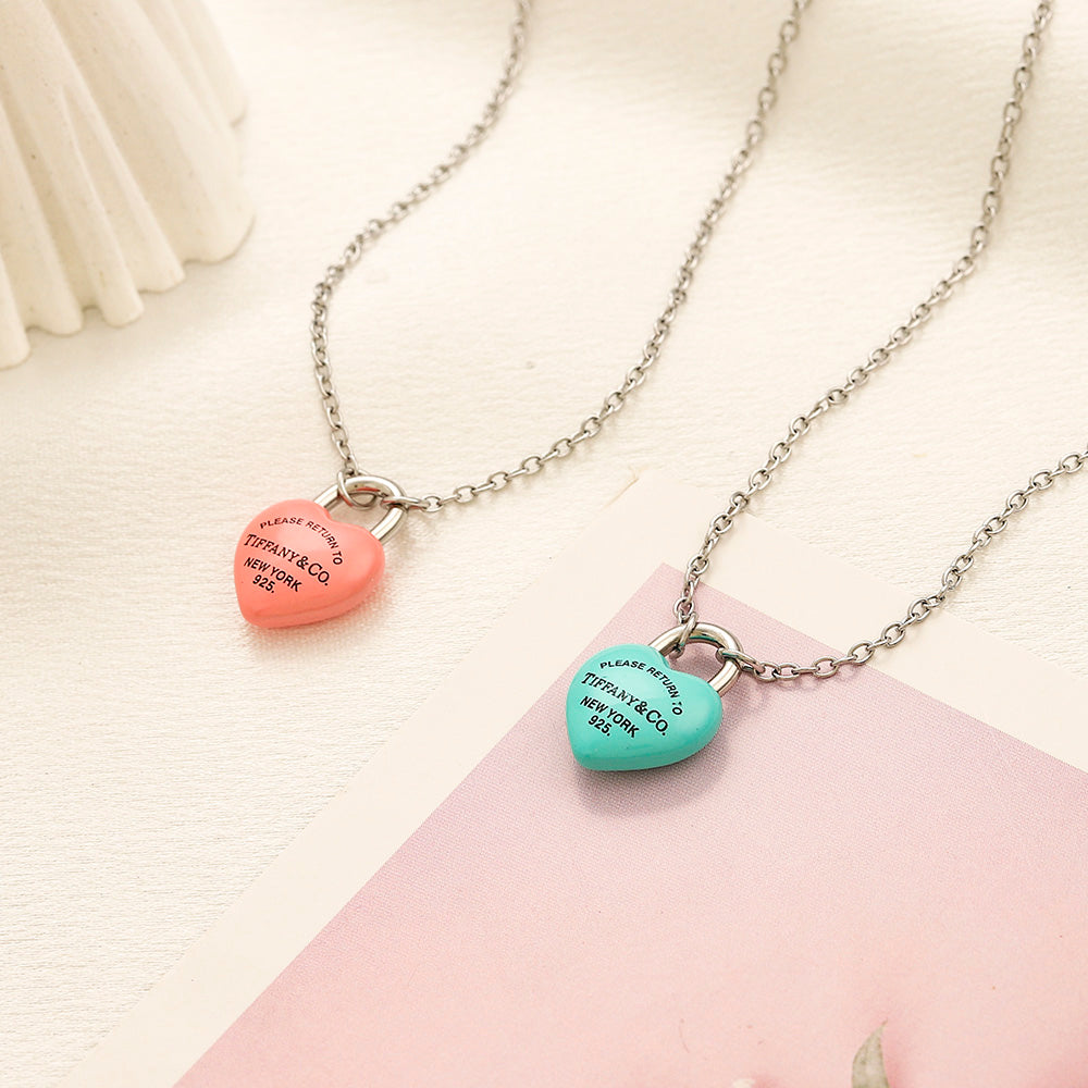 304 Stainless Steel Colorful Heart Pendant Bracelet & Necklace - Individual or Set