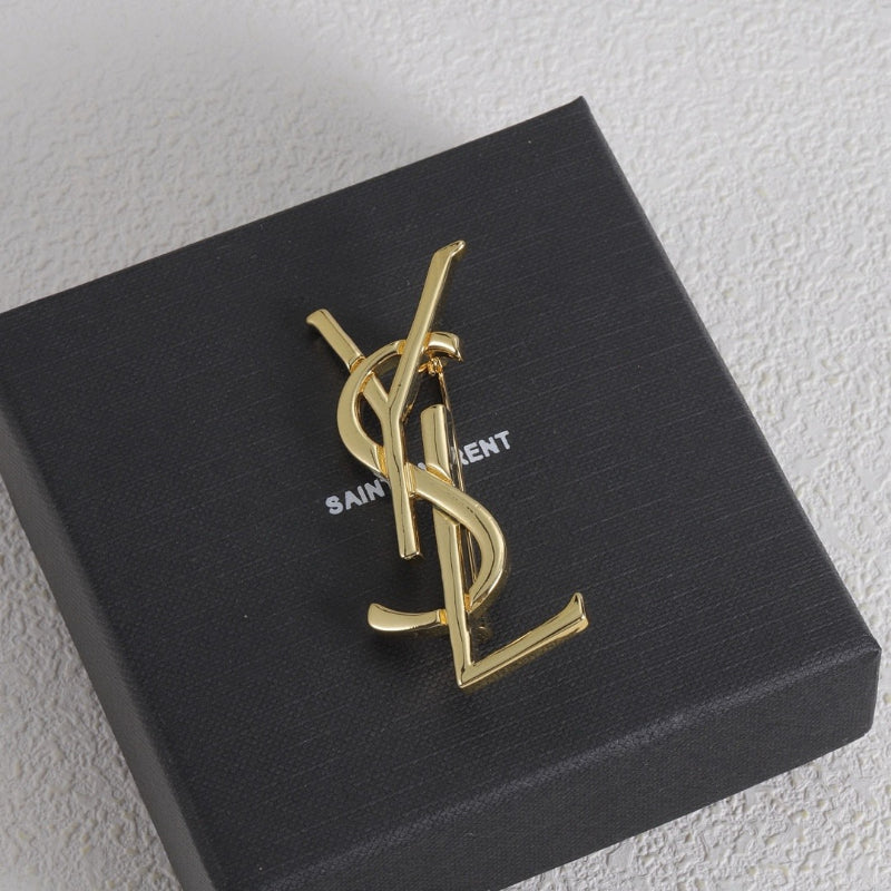 Polished Stacked Letter Brooch