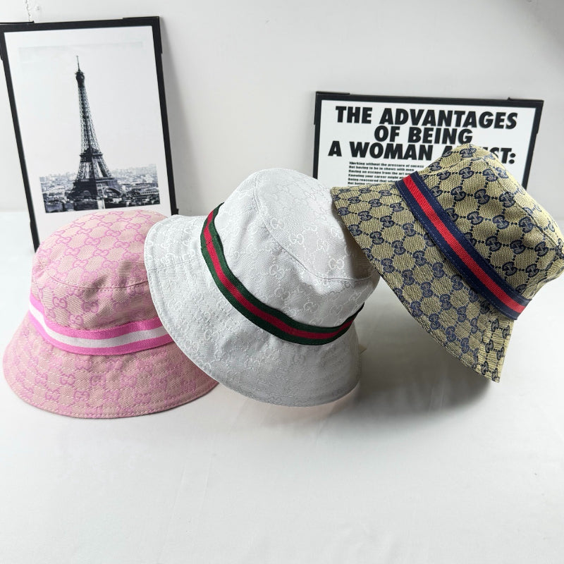 Monogram Bucket Hat with Web Stripe