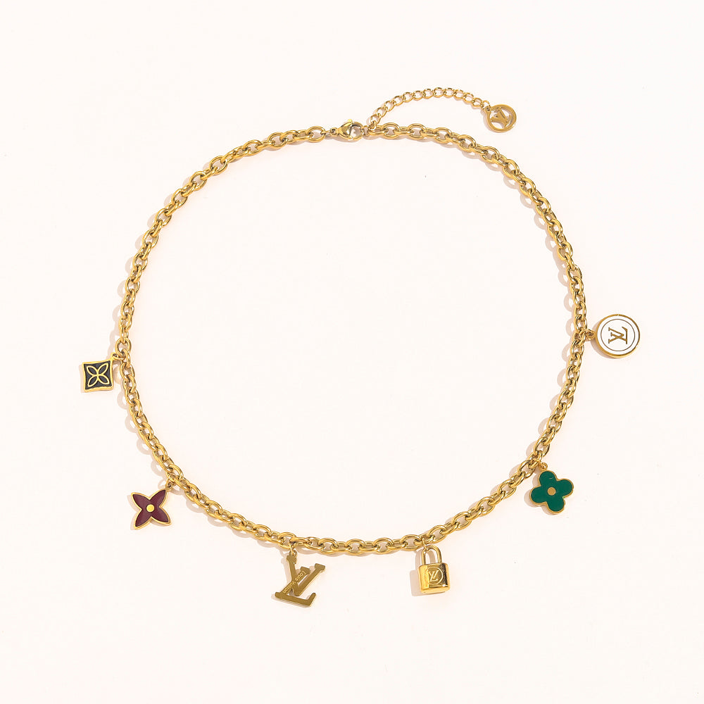 304 Stainless Steel Colorful Floral Charm Bracelet & Necklace - Individual or Set