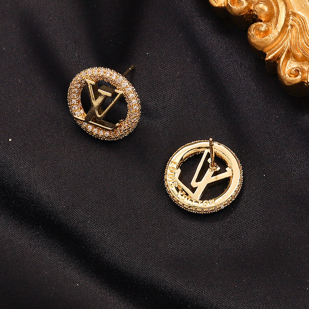 Copper Pave Round Monogram Earrings, Bracelet & Necklace Collection
