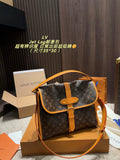 Monogram flap messenger bag with tan trim — view 4