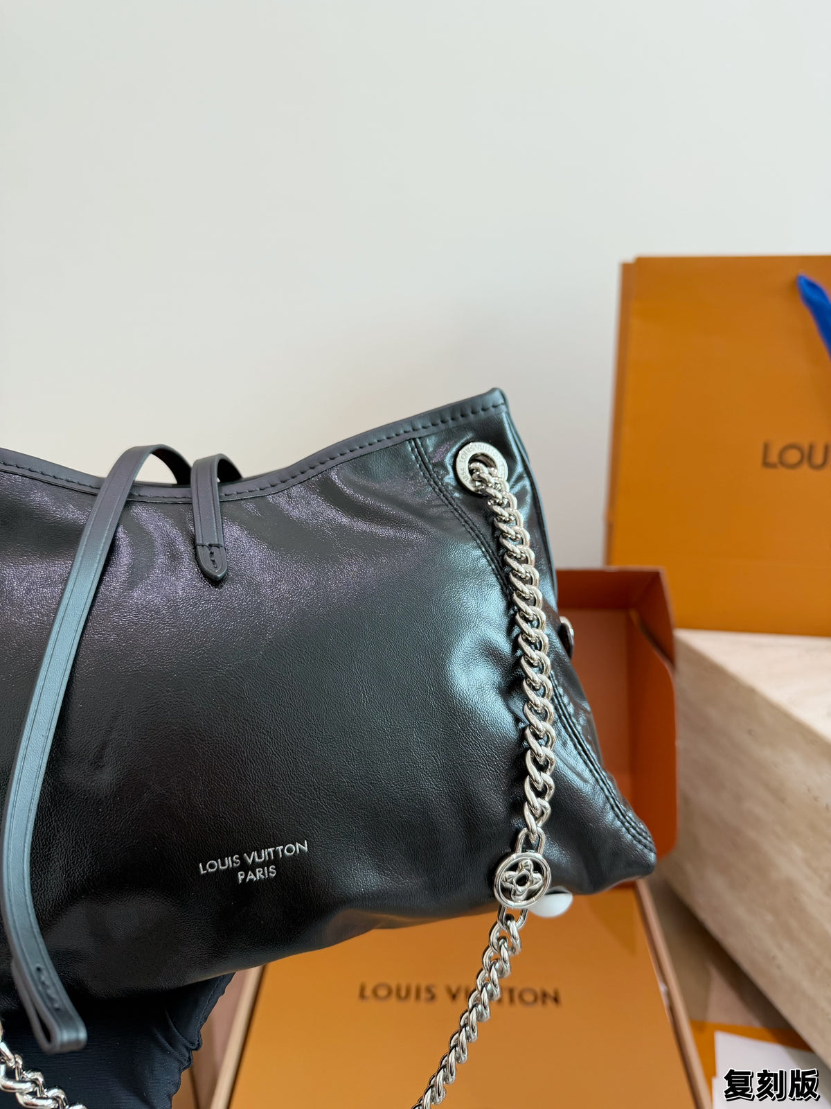 Chain-Handle Drawstring Shoulder Bag — view 3