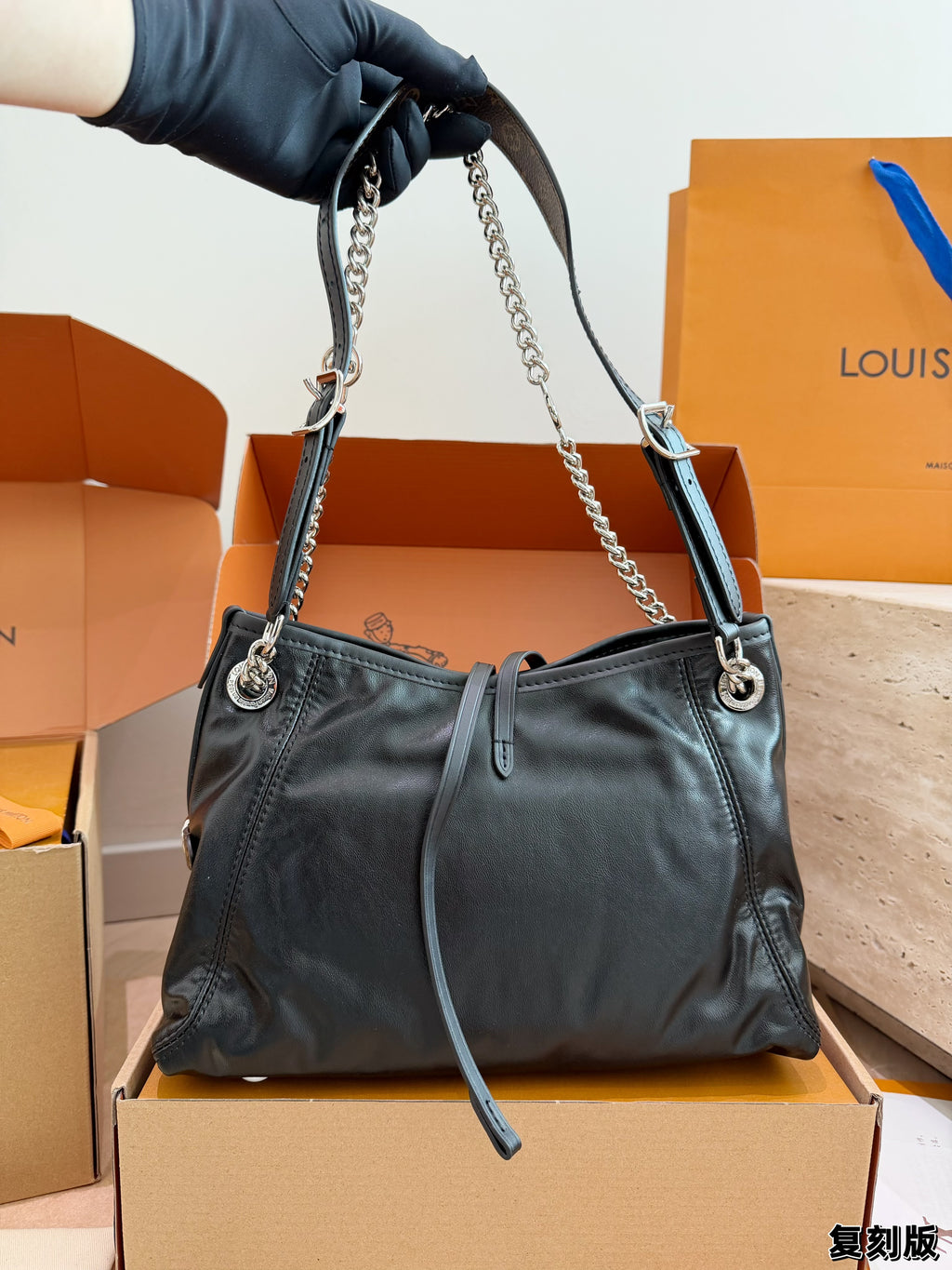 Chain-Handle Drawstring Shoulder Bag — view 5