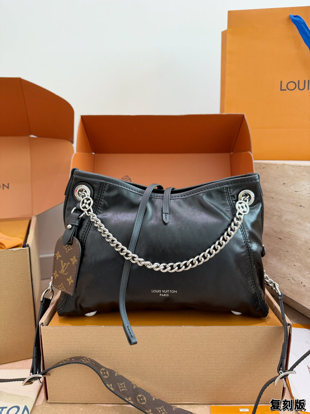 Chain-Handle Drawstring Shoulder Bag — view 6