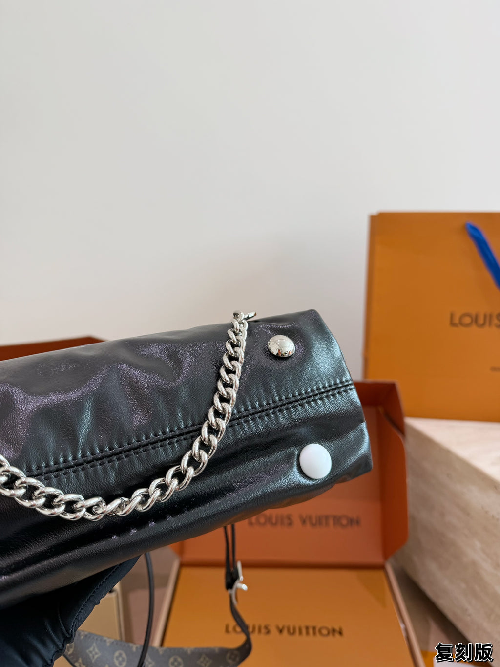 Chain-Handle Drawstring Shoulder Bag — view 7