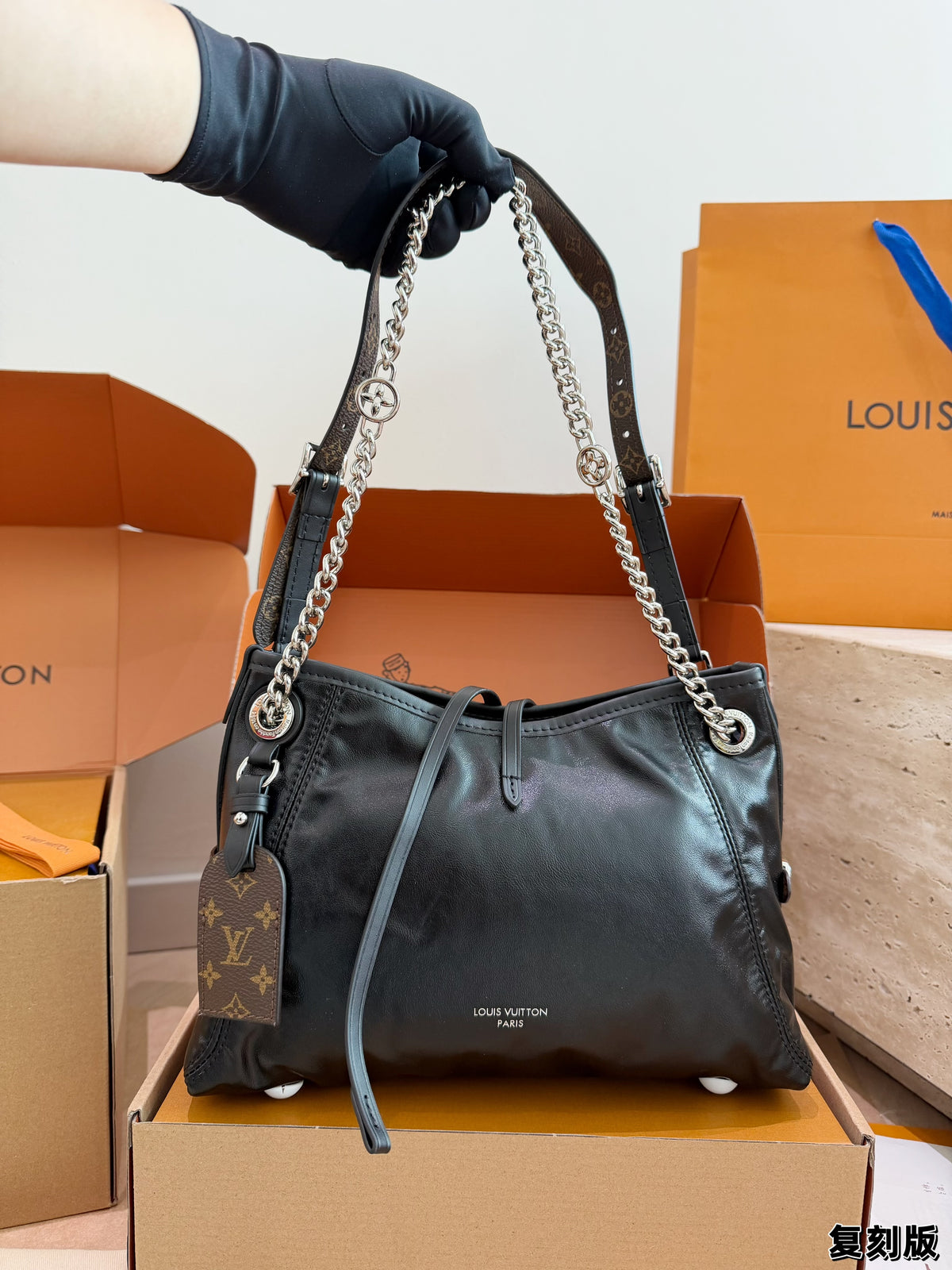 Chain-Handle Drawstring Shoulder Bag — view 8