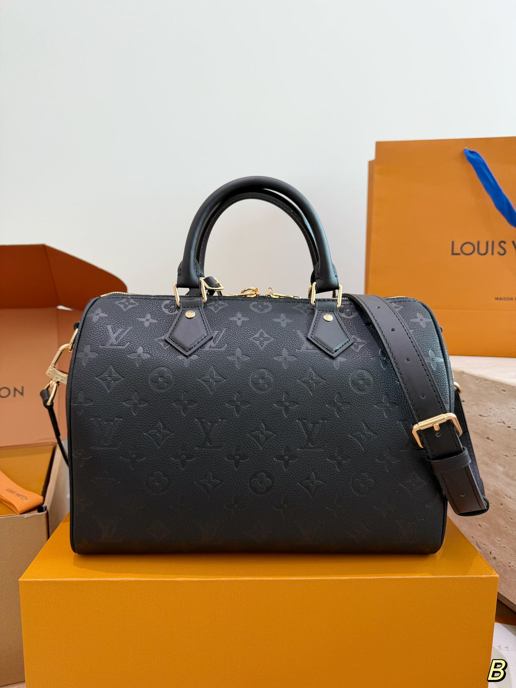 Embossed Leather Barrel Satchel — view 2