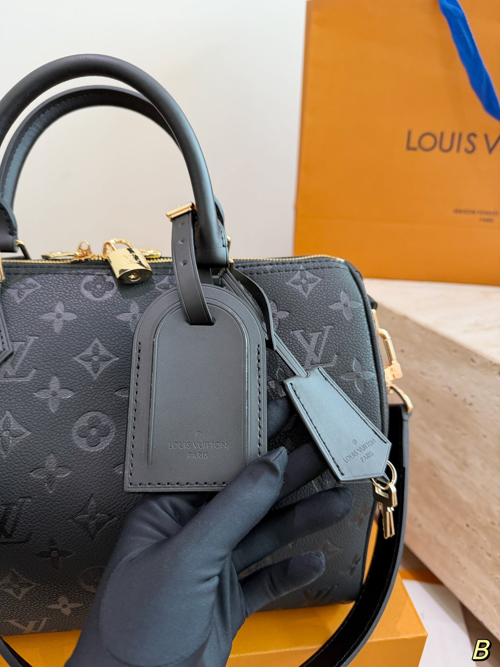Embossed Leather Barrel Satchel — view 4