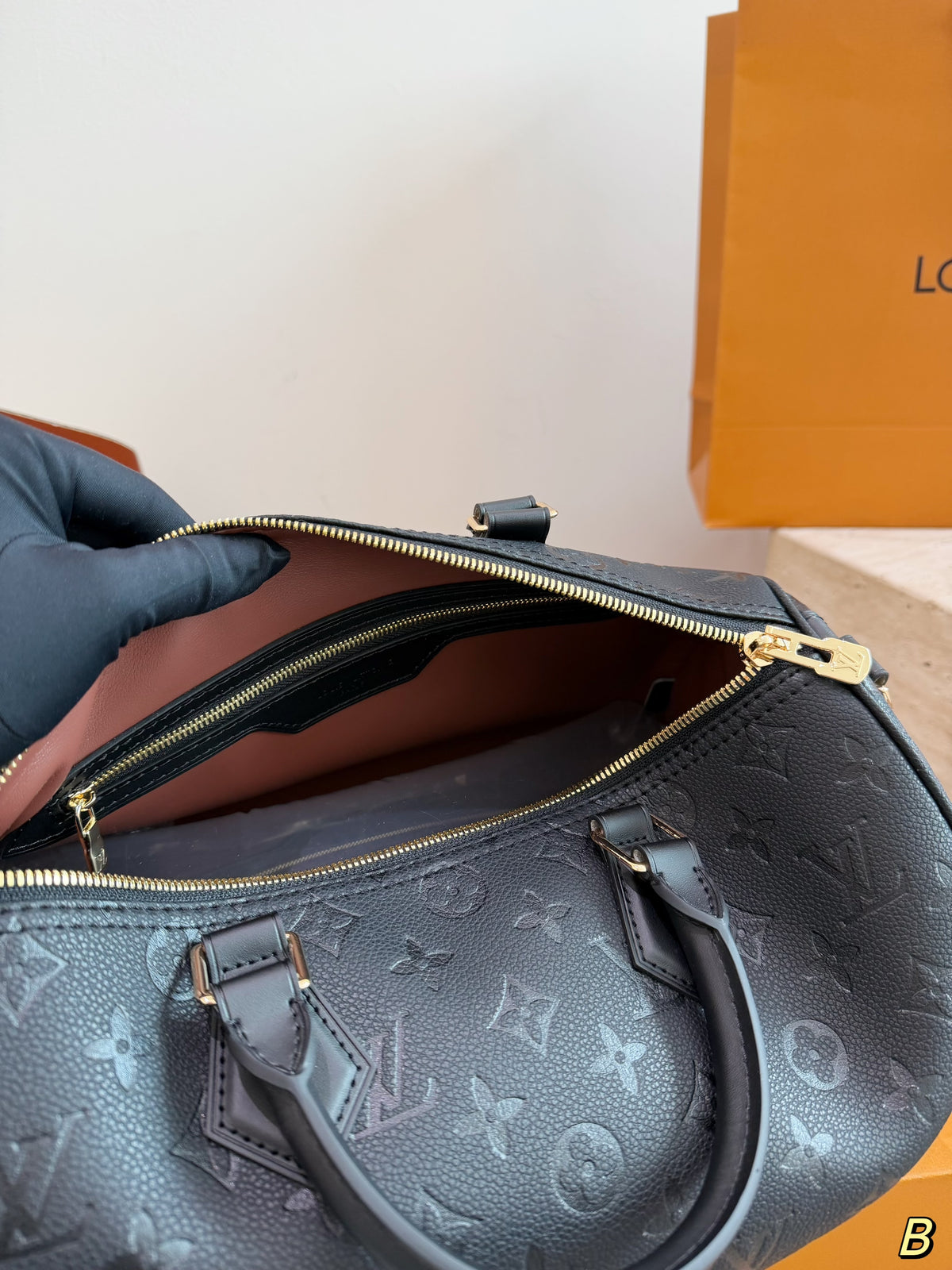 Embossed Leather Barrel Satchel — view 8