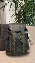 Monogram Utility Backpack with Olive Trim — view 8