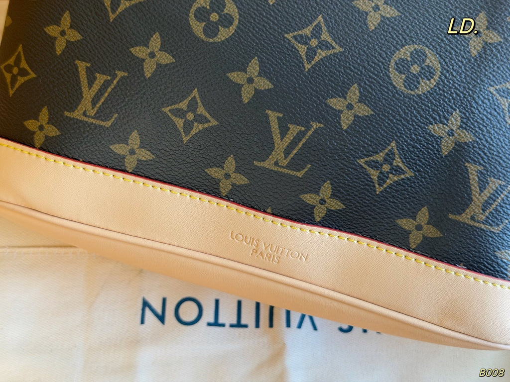 Monogram Flap Backpack with Tan Trim — view 9
